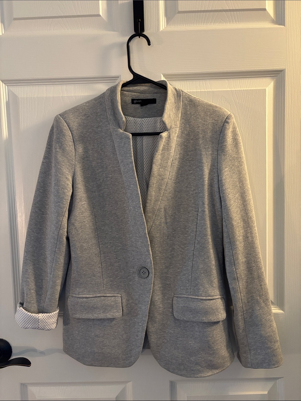 Gibson Light Gray Single-Button Knit Blazer
